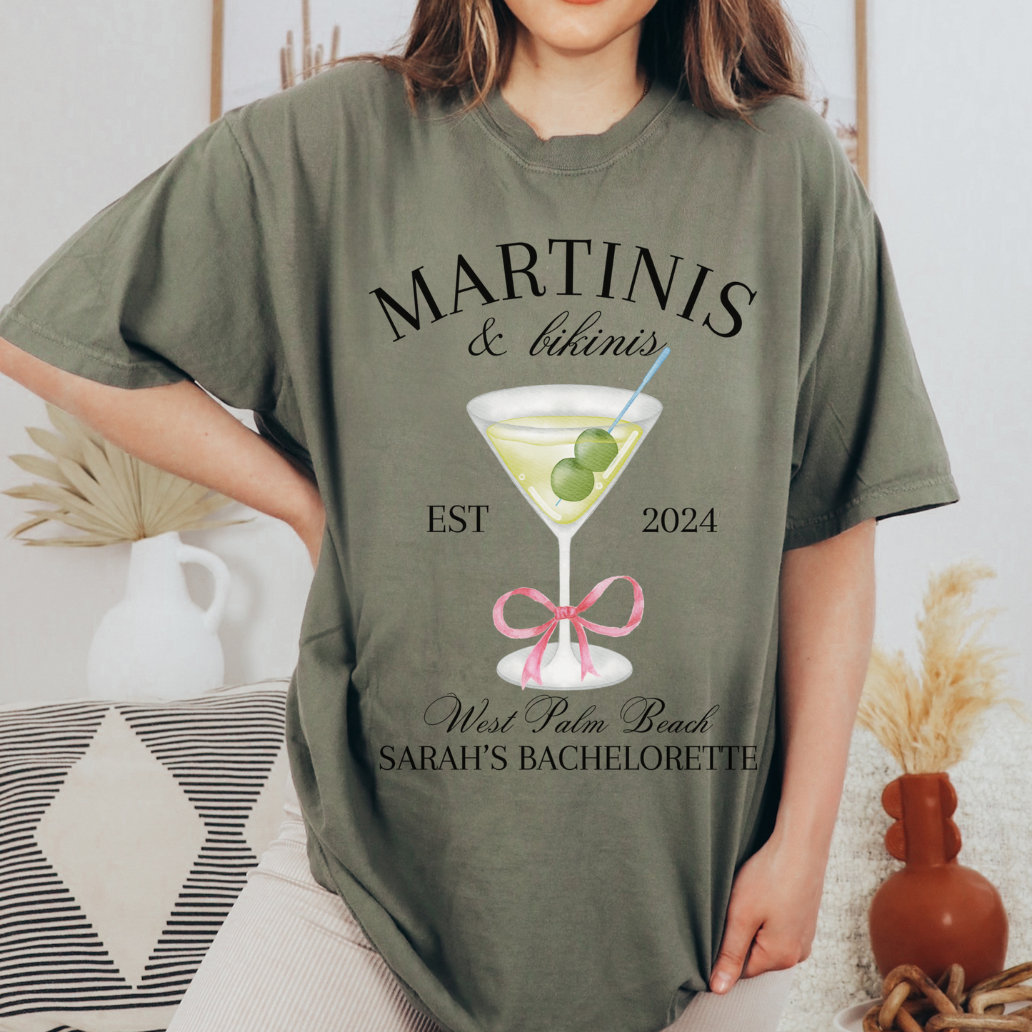 Martinis and Bikinis Custom Bachelorette Party Shirt