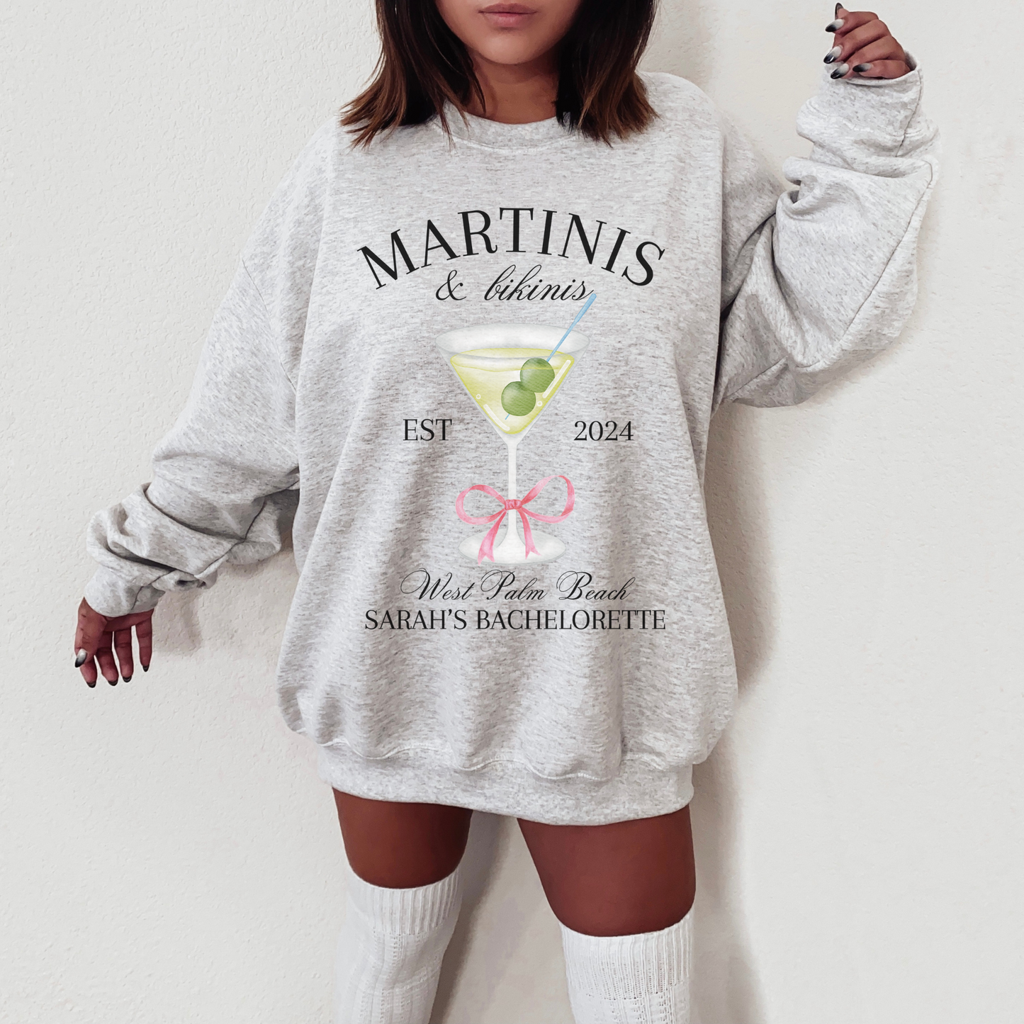 Martinis and Bikinis Custom Bachelorette Party Sweatshirt