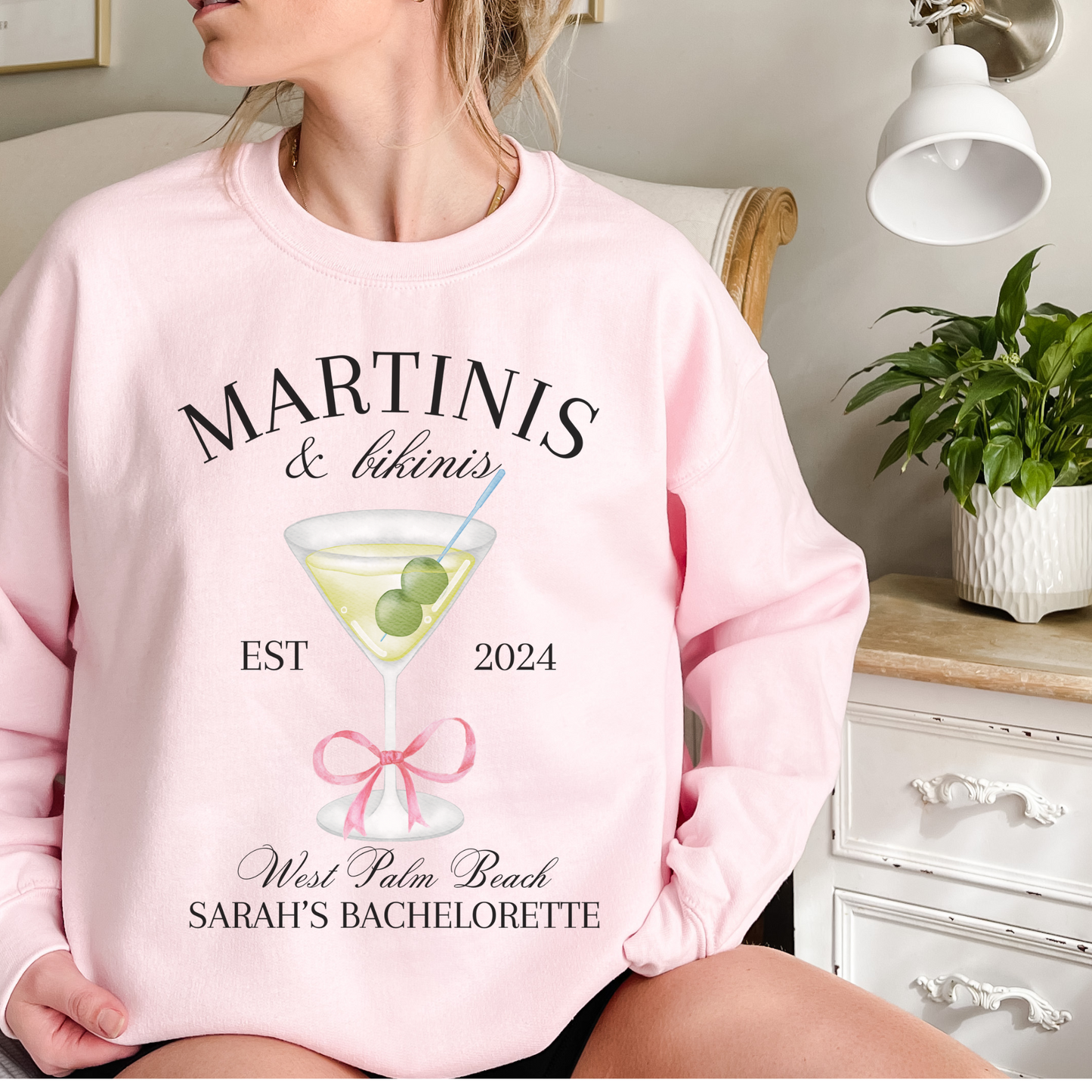 Martinis and Bikinis Custom Bachelorette Party Sweatshirt