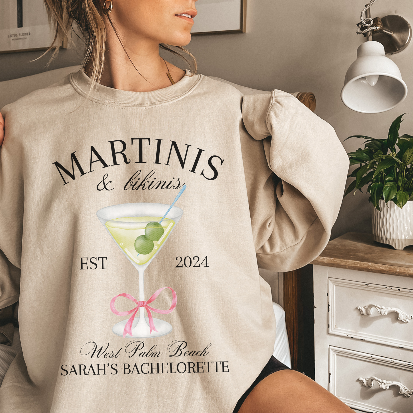 Martinis and Bikinis Custom Bachelorette Party Sweatshirt