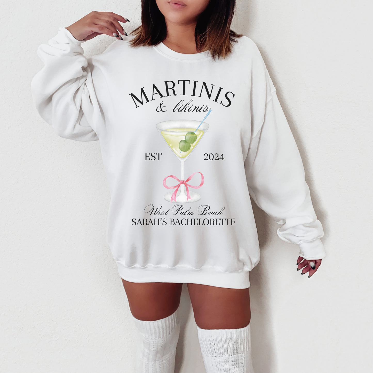 Martinis and Bikinis Custom Bachelorette Party Sweatshirt