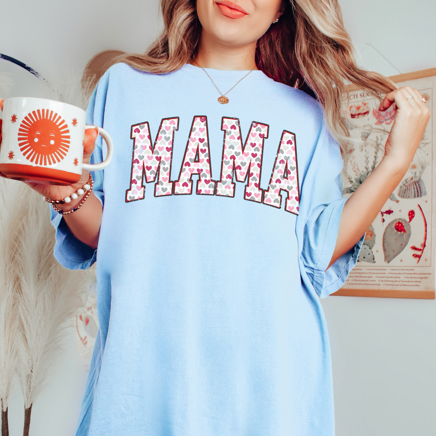 mama preppy valentines day comfort colors shirt