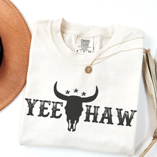 Yeehaw Cow Skull Comfort Colors Shirt