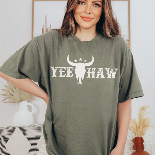 Yeehaw Cow Skull Comfort Colors Shirt