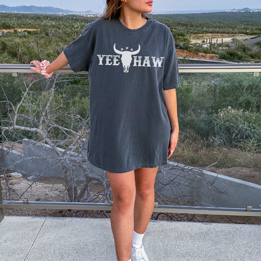 Yeehaw Cow Skull Comfort Colors Shirt